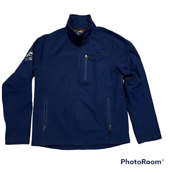 KARBON Navy Blue Softshell Jacket-Mid Weight Full-Zip Mens-Fleece Windbreaker - Picture 3 of 8